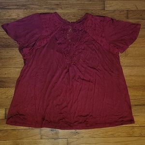 NWT Torrid Rich Berry Red Lace Crochet Swing Top